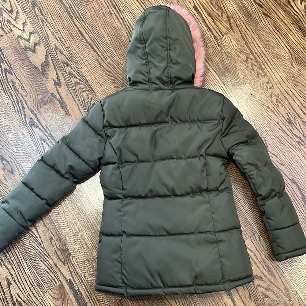 Ci Sono Kids Puffer Winter Jacket With Pink Fur Hood